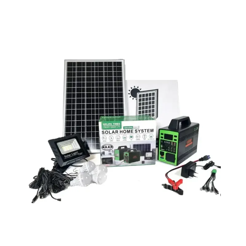Kit sistem solar GD-150L , Invertor 220V 150W, Panou fotovoltaic 40W, cu 4 Becuri si Proiector LED