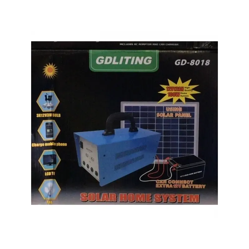 Kit solar de iluminat, GD 8018, 12V12A cu panou solar 18V 20W