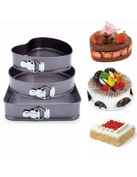 Set 3 forme pentru prajituri - forma rotunda, patrata si inima