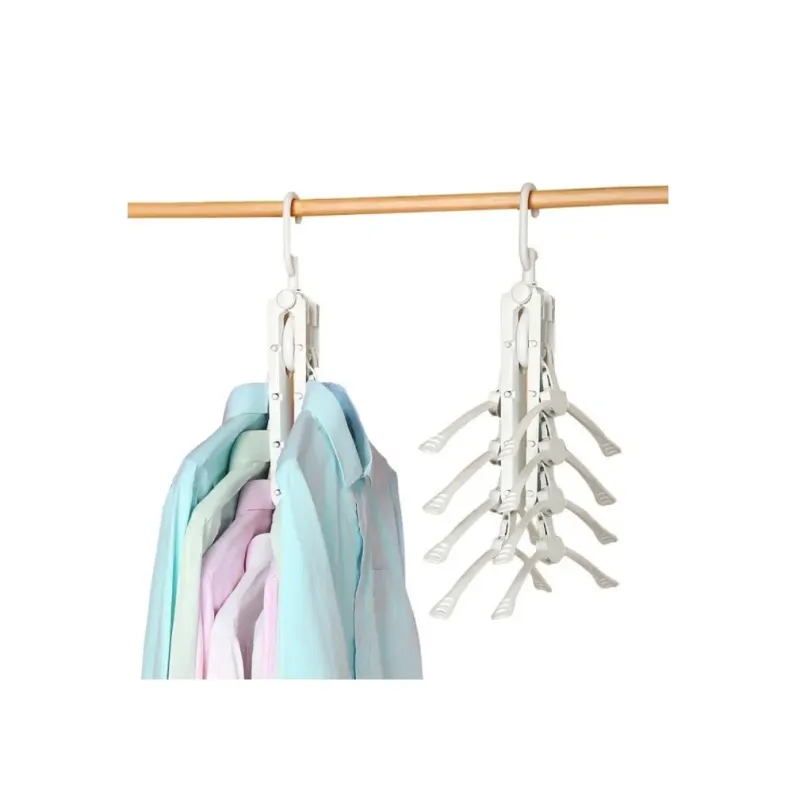 Umeras organizator haine 8 in 1, pliabil, economisire pana la 80% din spatiu, rotire 360 grade, alb