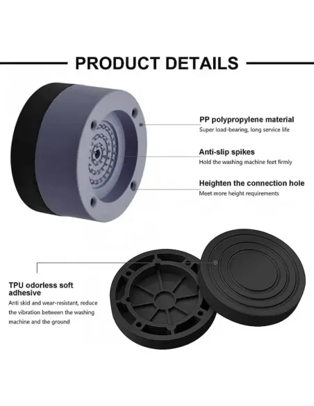 Set 4 picioruse antivibrație pentru mașină de spălat