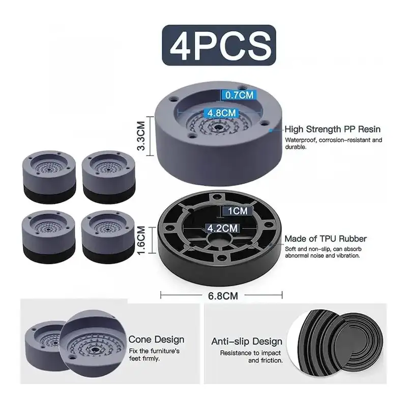 Set 4 picioruse antivibrație pentru mașină de spălat