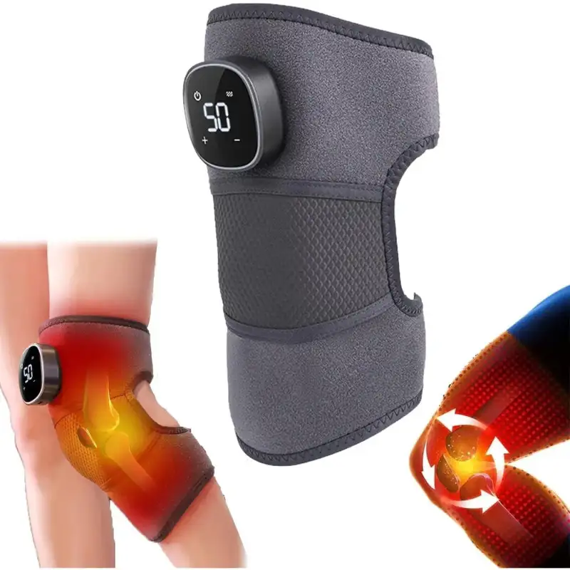 Genunchiera cu Incalzire si Masaj - 3 Nivele, Acumulator 4000 mAh, Reglabila, Reincarcabila, Negru/Gri