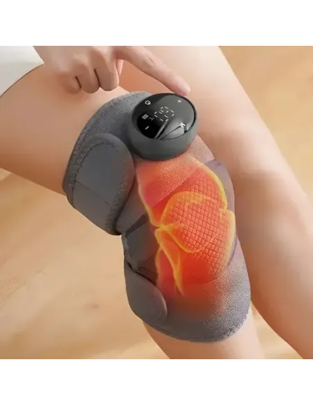 Genunchiera cu Incalzire si Masaj - 3 Nivele, Acumulator 4000 mAh, Reglabila, Reincarcabila, Negru/Gri
