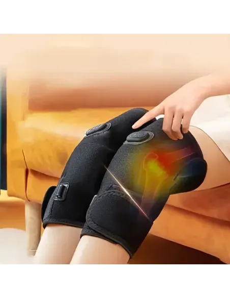 Genunchiera cu Incalzire si Masaj - 3 Nivele, Acumulator 4000 mAh, Reglabila, Reincarcabila, Negru/Gri