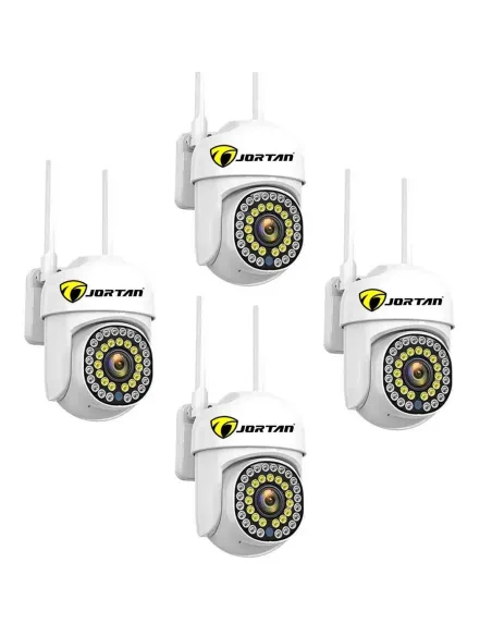 Set 4 camere supraveghere IP 360° Wi-Fi Jortan JT-8161QJ, vizualizare pe telefon, viziune nocturnă