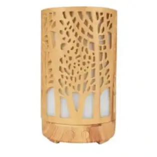 Umidificator pentru aromaterapie, ultrasunet, model copac, rezervor 200 ml, 7 culori, led, lemn deschis 2