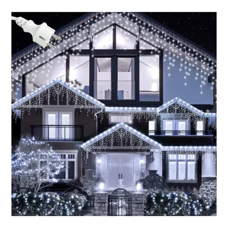 Instalație LED Exterior Premium 23.5m – 500 LED Franjuri/Turturi cu Flash