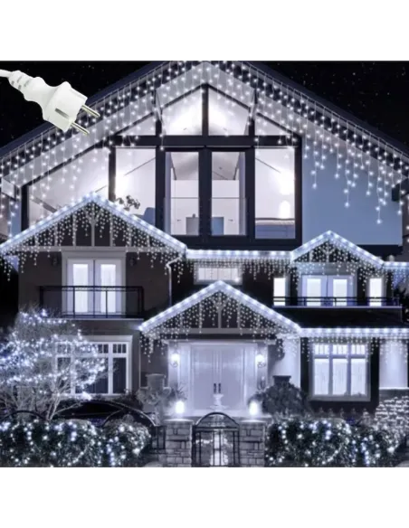 Instalație LED Exterior Premium 23.5m – 500 LED Franjuri/Turturi cu Flash