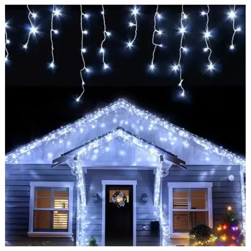 Instalație LED Exterior Premium 23.5m – 500 LED Franjuri/Turturi cu Flash