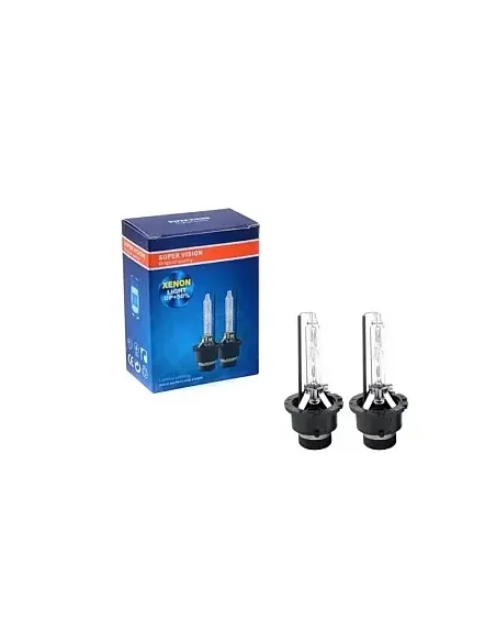 Set 2 becuri Xenon D2S White auto pentru far cu suport metalic 35W 6000K