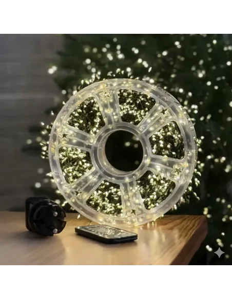 Rola 1000 LED Mini, 50m, Alb Cald, Fir Cupru Verde - Iluminat  Interior/Exterior, flash, joc lumini