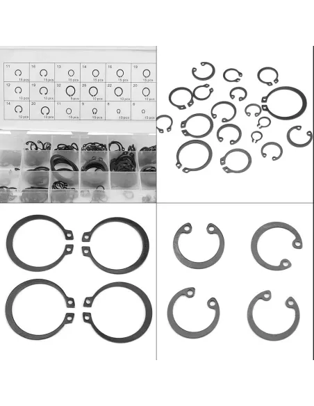 Set 225 sigurante tip inel Seeger pentru interior și exterior – 18 dimensiuni
