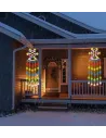 Instalație Perdea LED Crăciun 160cm – Multicolor, Figurine (Fulg de Nea, Brad, Clopoței)