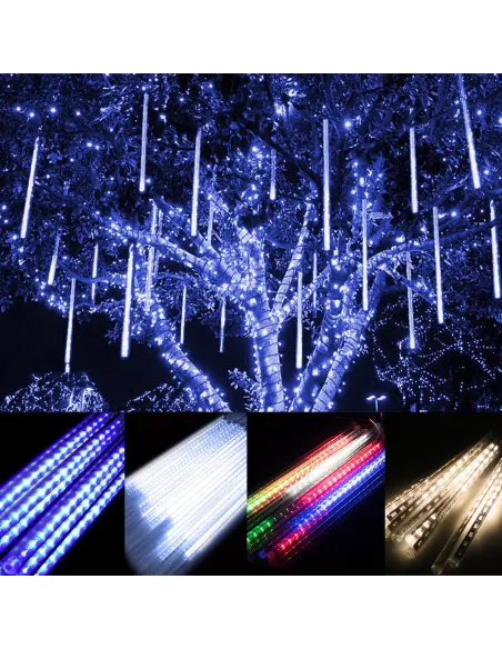 Instalație LED Meteorit 80cm – 8 Tuburi Luminoase, Interconectabilă, Multicolor, Interior & Exterior
