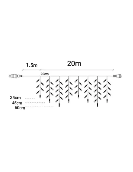Instalatie Craciun Turturi, 20 m, 500 Led-uri, 8 jocuri de lumini, Perdea, Franjuri, Exterior/Interior, Fir Alb, Interconectabil