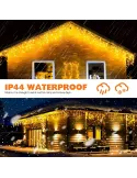 Instalatie Craciun Turturi, 20 m, 500 Led-uri, 8 jocuri de lumini, Perdea, Franjuri, Exterior/Interior, Fir Alb, Interconectabil
