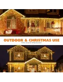 Instalatie Craciun Turturi, 20 m, 500 Led-uri, 8 jocuri de lumini, Perdea, Franjuri, Exterior/Interior, Fir Alb, Interconectabil