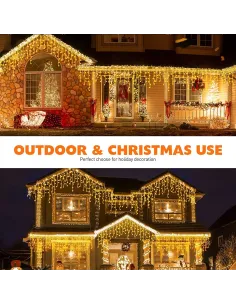 Instalatie Craciun Turturi, 20 m, 500 Led-uri, 8 jocuri de lumini, Perdea, Franjuri, Exterior/Interior, Fir Alb, Interconectabil 2