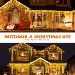 Instalatie Craciun Turturi, 20 m, 500 Led-uri, 8 jocuri de lumini, Perdea, Franjuri, Exterior/Interior, Fir Alb, Interconectabil 2