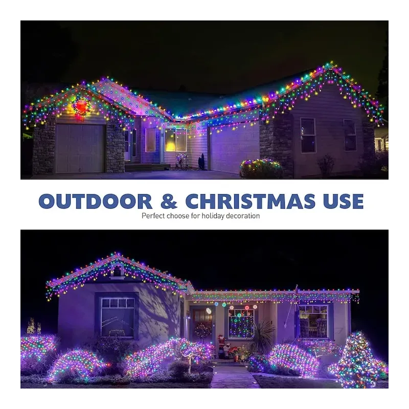 Instalatie Craciun Turturi, 20 m, 500 Led-uri, 8 jocuri de lumini, Perdea, Franjuri, Exterior/Interior, Fir Alb, Interconectabil