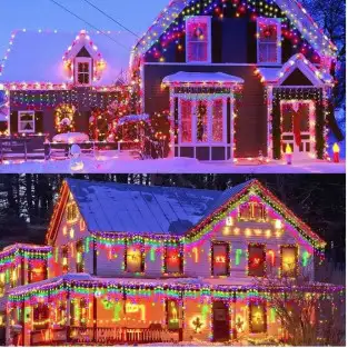 Instalatie Craciun Turturi, 20 m, 500 Led-uri, 8 jocuri de lumini, Perdea, Franjuri, Exterior/Interior, Fir Alb, Interconectabil