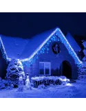 Instalatie Craciun Turturi, 20 m, 500 Led-uri, 8 jocuri de lumini, Perdea, Franjuri, Exterior/Interior, Fir Alb, Interconectabil