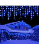 Instalatie Craciun Turturi, 20 m, 500 Led-uri, 8 jocuri de lumini, Perdea, Franjuri, Exterior/Interior, Fir Alb, Interconectabil