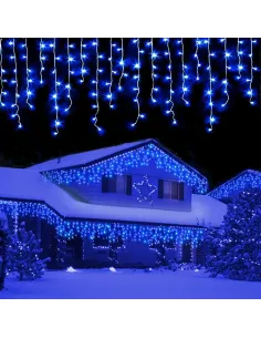 Instalatie Craciun Turturi, 20 m, 500 Led-uri, 8 jocuri de lumini, Perdea, Franjuri, Exterior/Interior, Fir Alb, Interconectabil