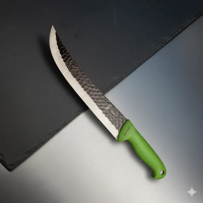 Cutit macelar bucatar 39cm, lama 24cm fier forjat, maner abs verde