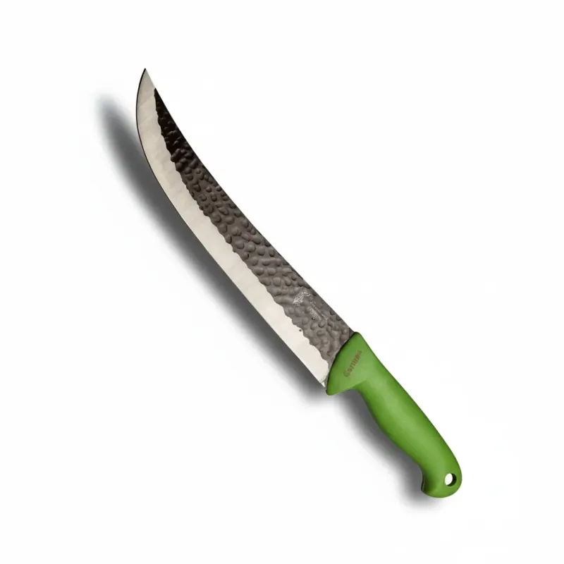 Cutit macelar bucatar 39cm, lama 24cm fier forjat, maner abs verde