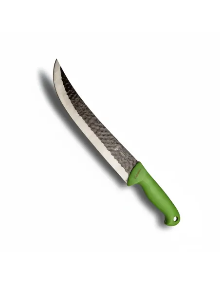 Cutit macelar bucatar 39cm, lama 24cm fier forjat, maner abs verde