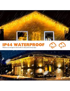 Instalație LED turturi alb cald 23.5m, 500 LED flash, exterior premium 2