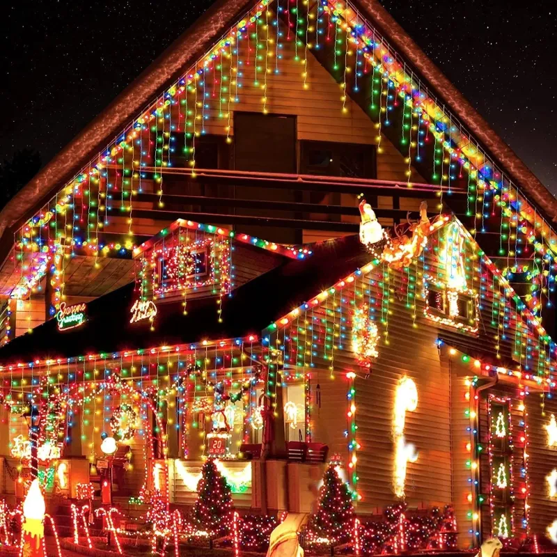 Instalație LED turturi albastru 23.5m, 500 LED flash, exterior premium