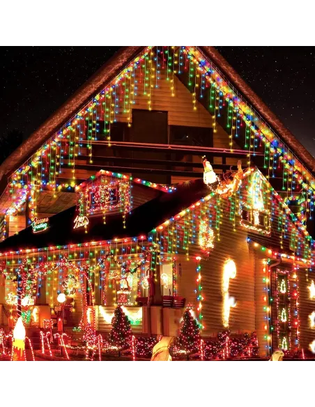 Instalație LED turturi albastru 23.5m, 500 LED flash, exterior premium