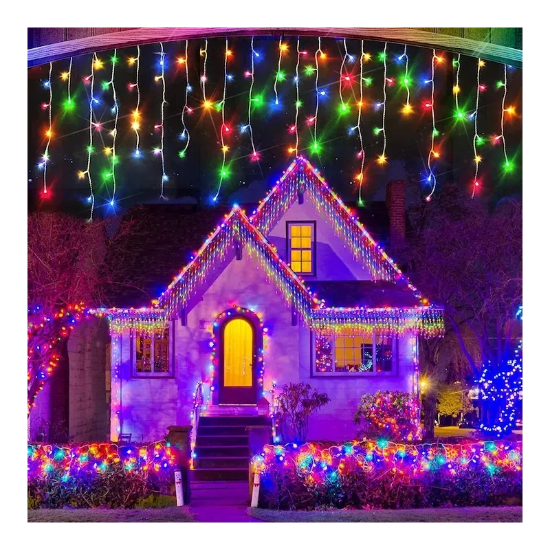 Instalație LED turturi albastru 23.5m, 500 LED flash, exterior premium