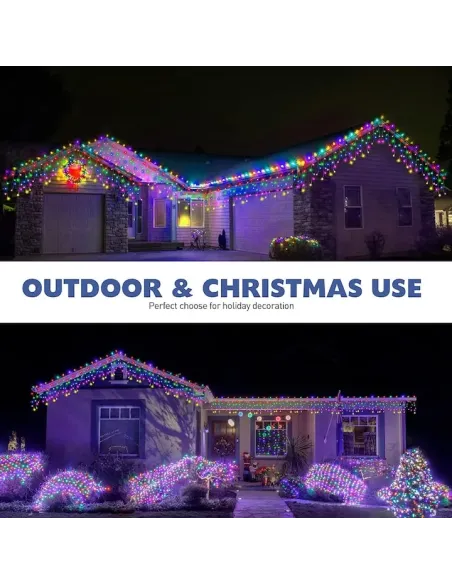 Instalație LED turturi multicolor 23.5m, 500 LED flash, exterior premium