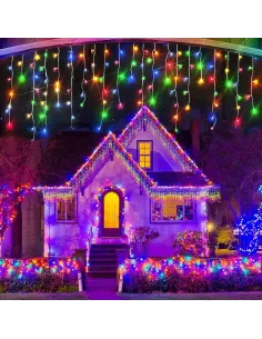 Instalație LED turturi multicolor 23.5m, 500 LED flash, exterior premium