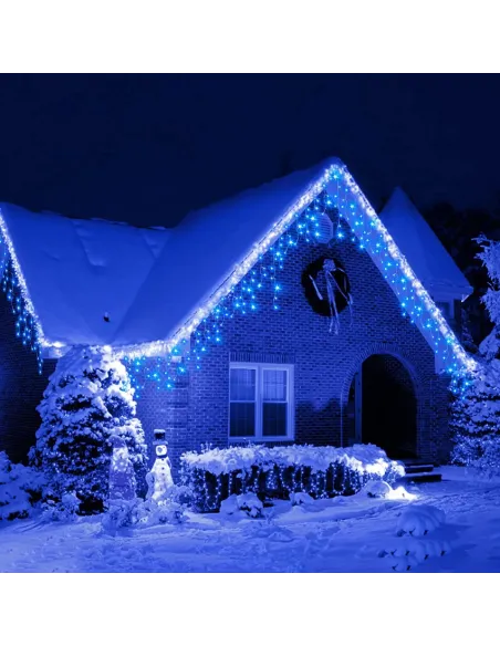 Instalație LED turturi albastru 23.5m, 500 LED flash, exterior premium