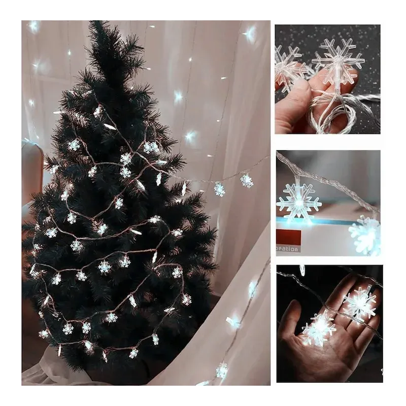 Instalatie led, 40 fulgi de zapada, 6m, colorat