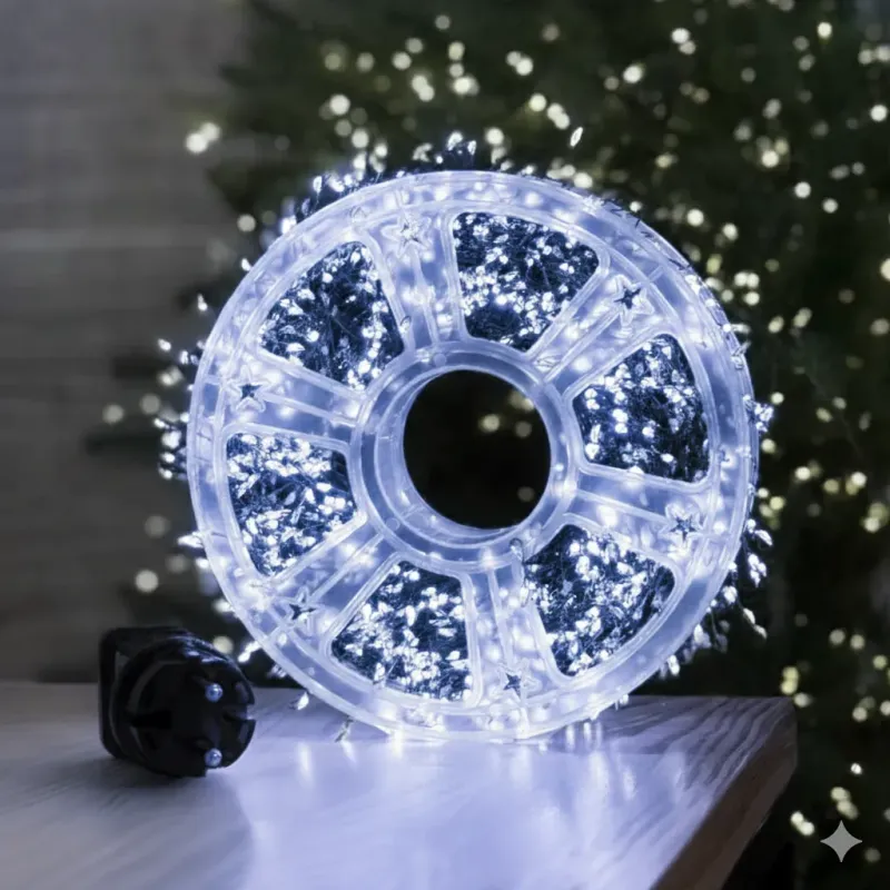 Rola 1000 LED Mini, 50m, Alb Rece, Fir Cupru Verde - Iluminat Festiv Interior/Exterior