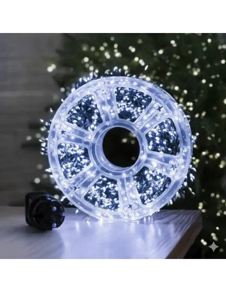 Rola 1000 LED Mini, 50m, Alb Rece, Fir Cupru Verde - Iluminat Festiv Interior/Exterior