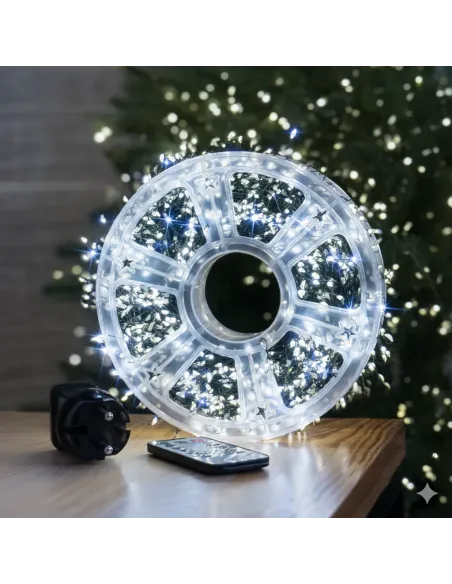 Rola 1000 LED Mini, 50m, Alb Rece, Fir Cupru Verde - Iluminat Festiv Interior/Exterior