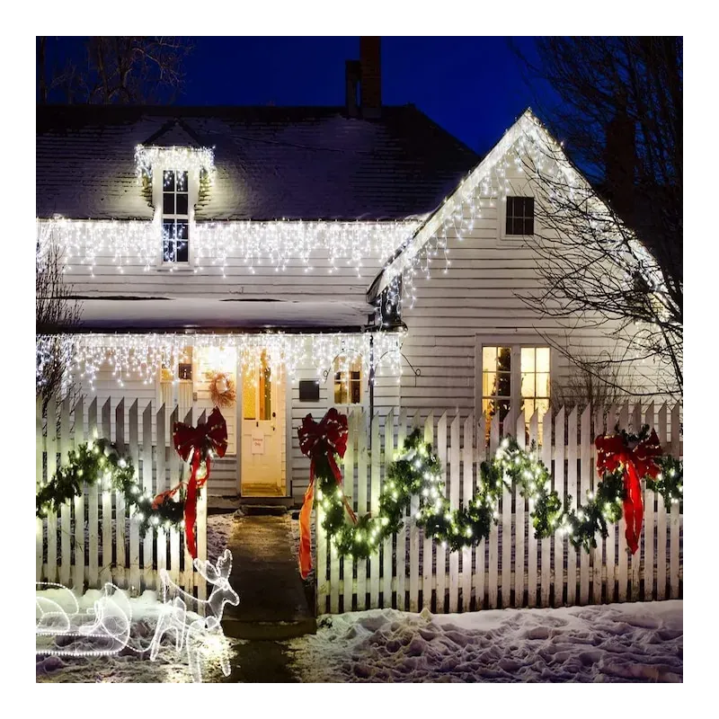 Instalatie turturi pentru Craciun, Flash, Fir Alb, Led, IP44, Interconectabila, Perdea, Franjuri