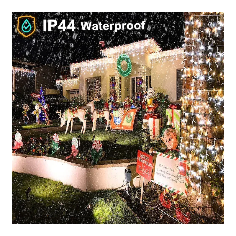 Instalatie perdea tip turturi pentru Craciun, 25m, 500 led, Flash, Fir Alb, Led, IP44, Interconectabila, Perdea, Franjuri