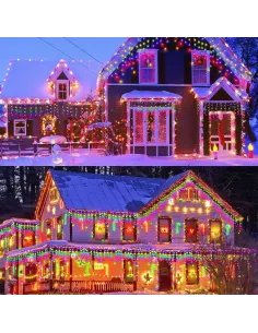 Instalatie turturi  50m, 1000 Led-uri, pentru Craciun, Flash, Fir Alb, Led, IP44, Interconectabila, Perdea, Franjuri 2