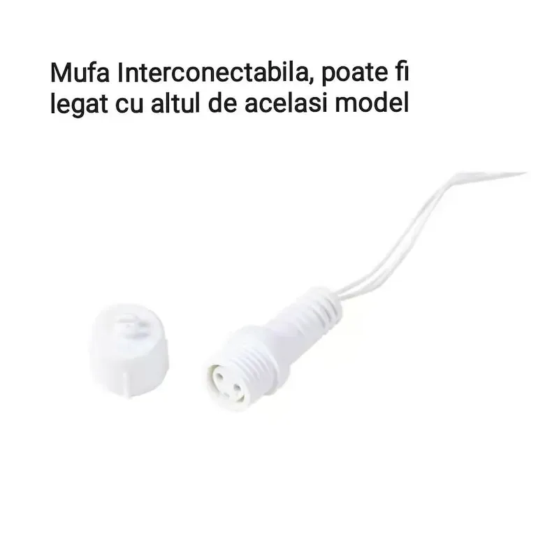 Instalatie turturi  50m, 1000 Led-uri, pentru Craciun, Flash, Fir Alb, Led, IP44, Interconectabila, Perdea, Franjuri