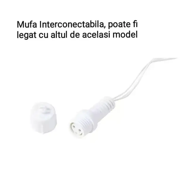 Instalatie turturi 50m, 1000 Led-uri, pentru Craciun, Flash, Fir Alb, Led, IP44, Interconectabila, Perdea, Franjuri