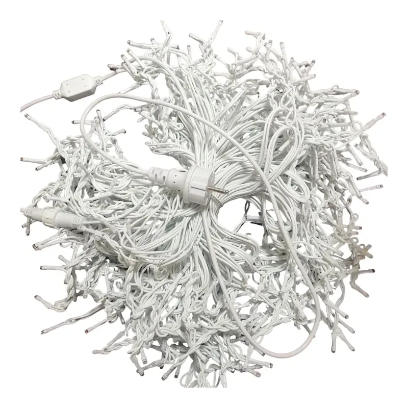 Instalatie turturi  50m, 1000 Led-uri, pentru Craciun, Flash, Fir Alb, Led, IP44, Interconectabila, Perdea, Franjuri