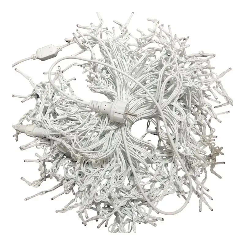 Instalatie turturi 50m, 1000 Led-uri, pentru Craciun, Flash, Fir Alb, Led, IP44, Interconectabila, Perdea, Franjuri